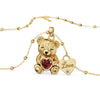 "Teddy Love" Necklace in 925 Silver Plated in 18K Gold with Ruby and Zircons
