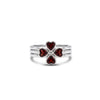 Four-Leaf Clover Ring Set with Red Garnet Hearts – 925 Silver
