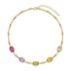 Collana in bamboo dorato con cristalli ovali
