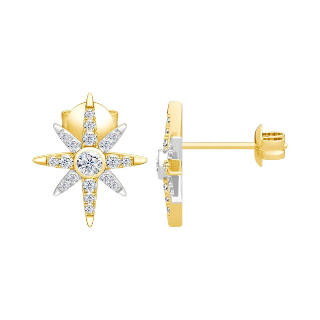 Boucles d'oreilles clous en moissanite plaquées or 18 carats