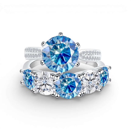 6.6 Carat Moissanite Diamond Engagement Ring – 925 Sterling Silver