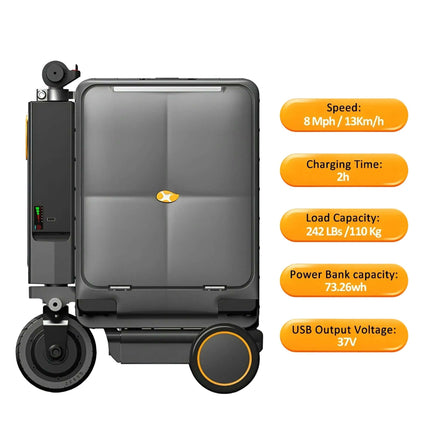 Airwheel Smart Rideable Electric Luggage Carry-On, Motorized Luggage with USB Charging, Aluminum Frame & Removable Battery