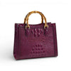 Crocodile Pattern Leather Women's Handbags Real Bamboo