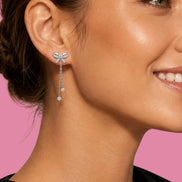 Handcrafted Moissanite Bowknot Drop Earrings