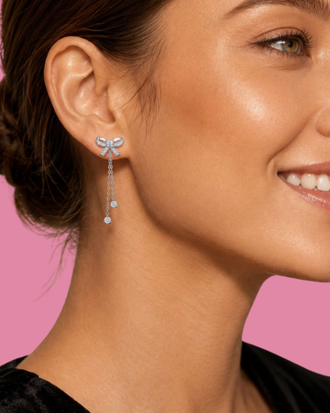 Handcrafted Moissanite Bowknot Drop Earrings