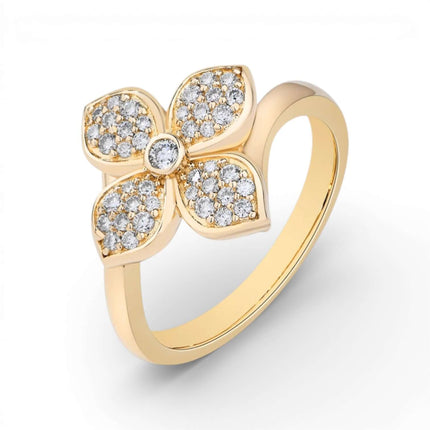 Moissanite Cross Flower Ring – D VVS1, 925 Sterling Silver