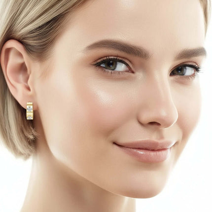 Moissanite Hoop Huggie Earrings