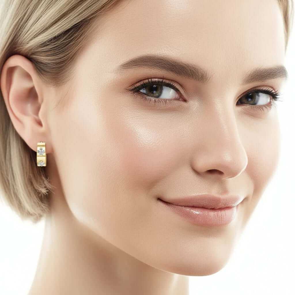 Moissanite Hoop Huggie Earrings