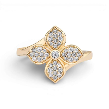 Moissanite Cross Flower Ring – D VVS1, 925 Sterling Silver