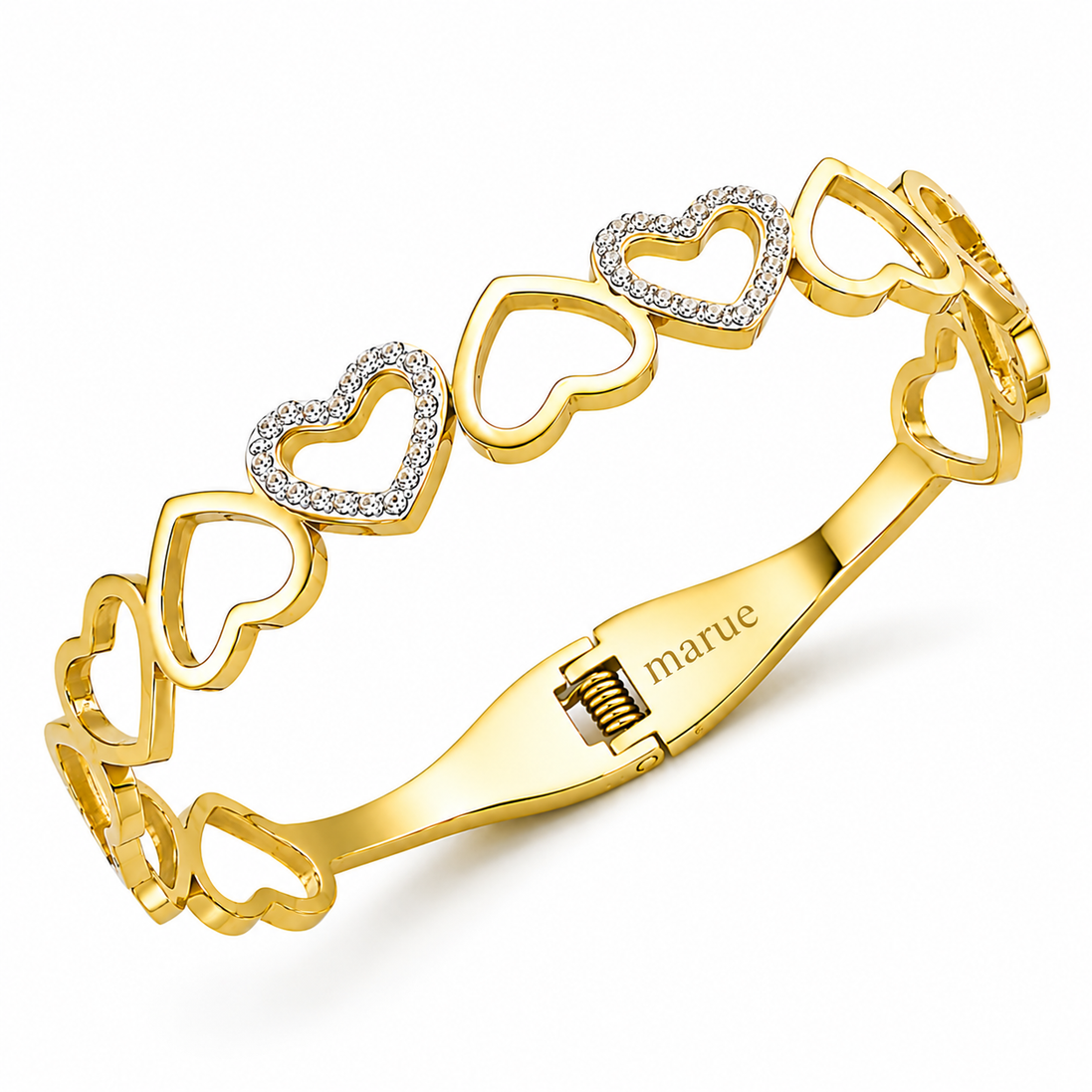 Bracciale Rigido con Cuori e Cristalli