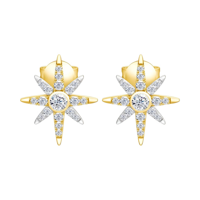 Boucles d'oreilles clous en moissanite plaquées or 18 carats