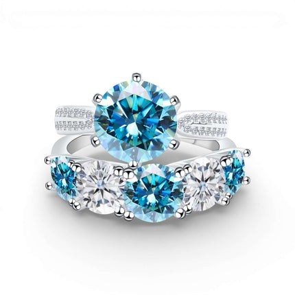 6.6 Carat Moissanite Diamond Engagement Ring – 925 Sterling Silver