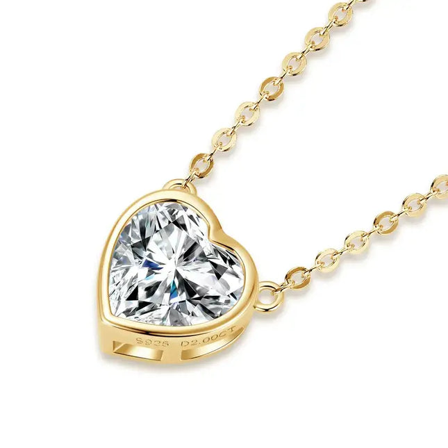 Moissanite Necklace – Certified 2.0CT Heart-Cut Pendant