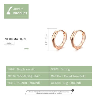 925 sterling silver rose gold-plated minimalist hoop earrings for women, lightweight and stylish design.