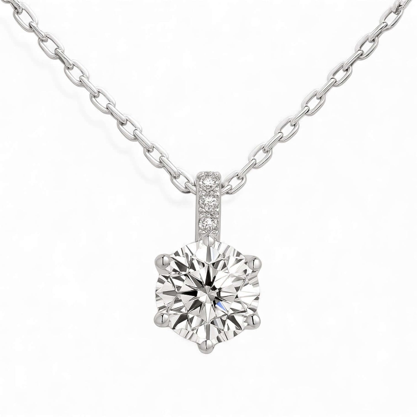 925 Sterling Silver Solitaire Zircon Pendant Necklace