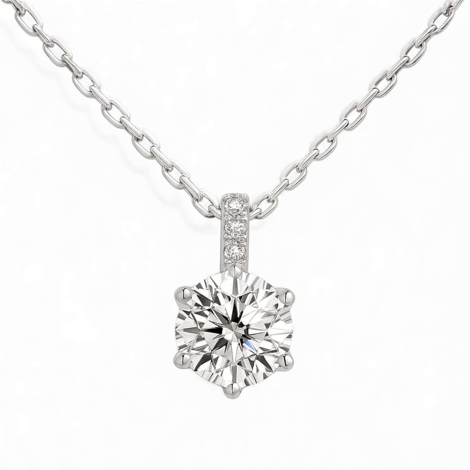 925 Sterling Silver Solitaire Zircon Pendant Necklace
