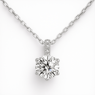 925 Sterling Silver Moissanite Solitaire Pendant Necklace for Women, 1 ct with excellent cut.