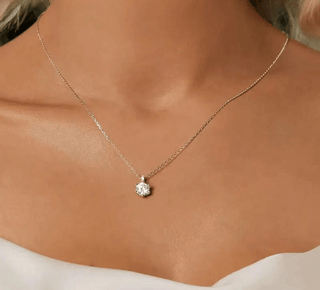 925 Sterling Silver Moissanite Solitaire Pendant Necklace for Women, Fine Jewelry, Elegant Design