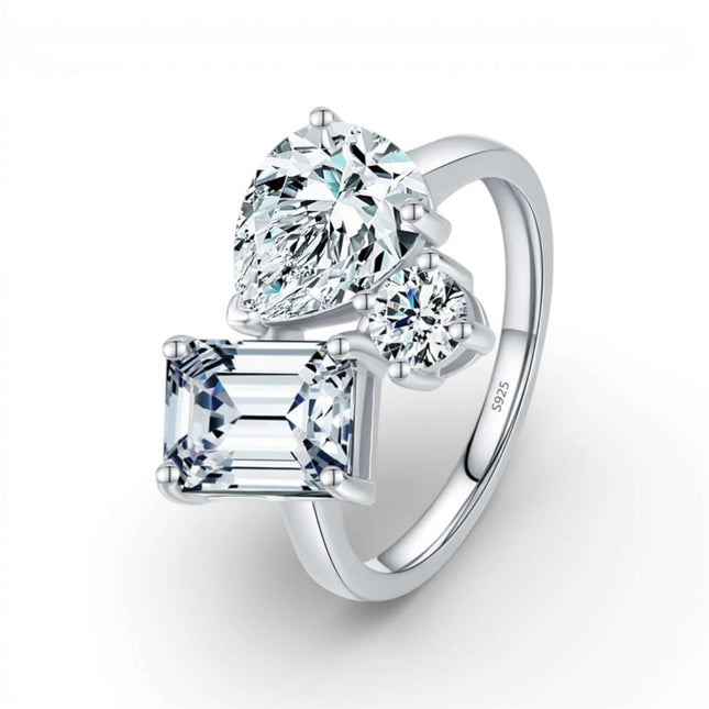 925 Sterling Silver Emerald-Cut Zirconia Ring