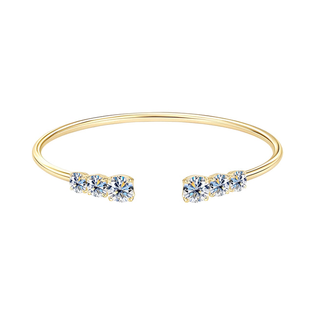Bracelet Manchette en Moissanite Plaqué Or 14K