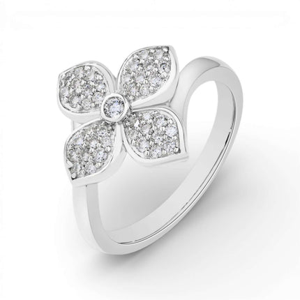 Moissanite Cross Flower Ring – D VVS1, 925 Sterling Silver