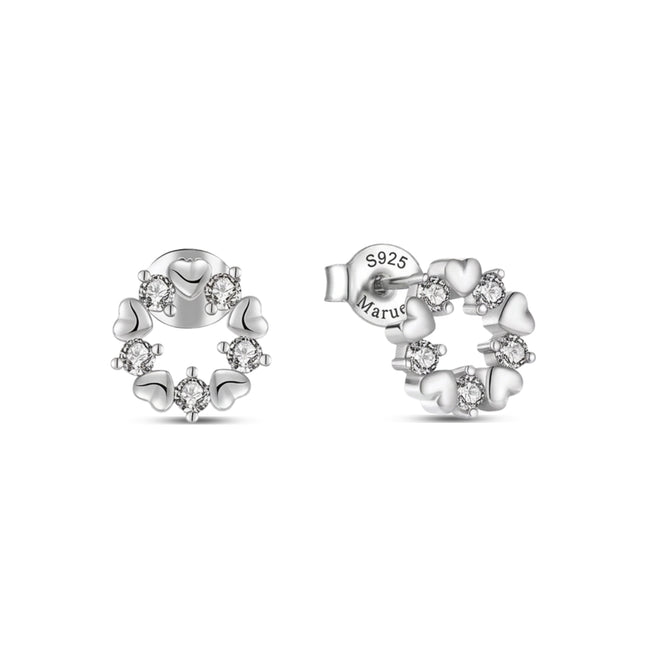 Heart Circle Stud Earrings
