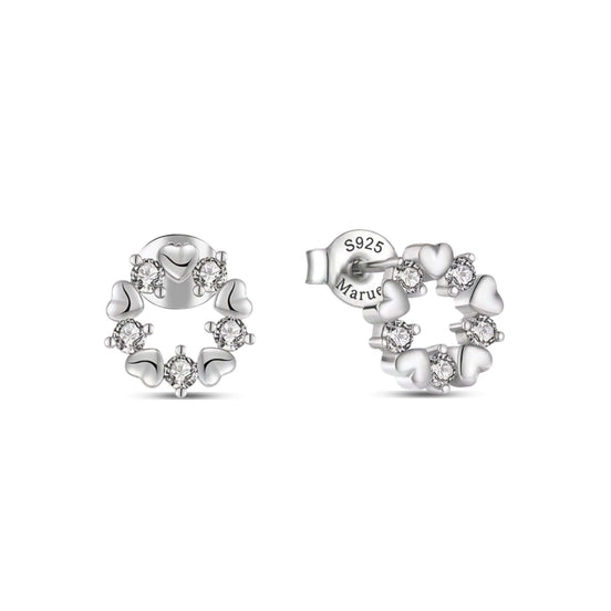 Heart Circle Stud Earrings