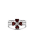 Four-Leaf Clover Ring Set with Red Garnet Hearts – 925 Silver
