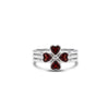 Four-Leaf Clover Ring Set with Red Garnet Hearts – 925 Silver