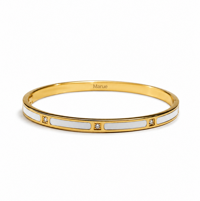 Bracciale placcato oro con smalto e gemme