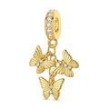 Charms Gold 925 Sterling Silver butterfly charm with zircon accents for DIY jewelry.
