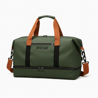 Gym Bag with Shoe Compartment in green, designed for durability and practical everyday use.