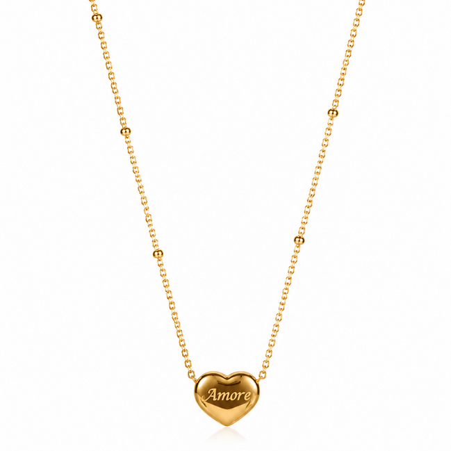 Collana Cuore "Amore" - Acciaio Inossidabile 316L Placcato Oro 18K