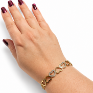 Bracciale Rigido con Cuori e Cristalli