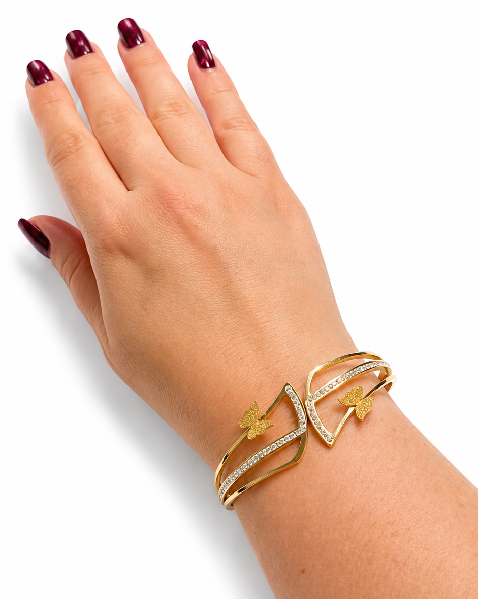 Bracciale Rigido Farfalla con Cristalli