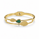 Gold Leaf Green Stone Cuff Bracelet