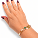 Gold Leaf Green Stone Cuff Bracelet