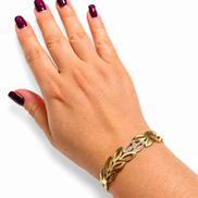 Bracciale con Foglie e Pavé di Cristalli