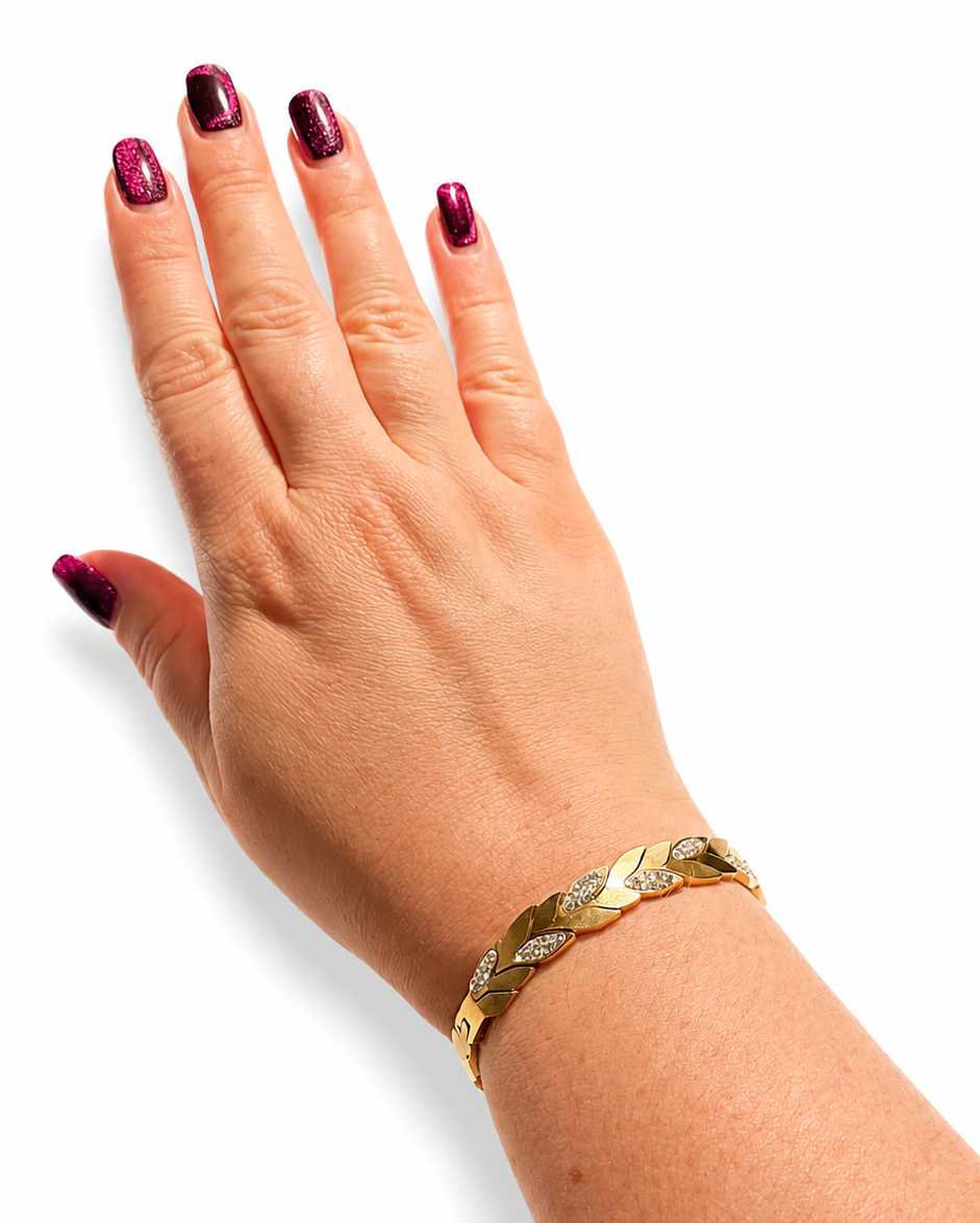 Bracciale con Foglie e Pavé di Cristalli