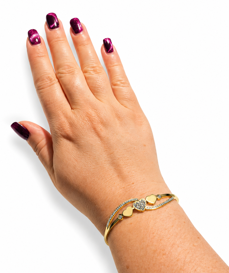 Bracciale con Cuori e Pavé di Cristalli