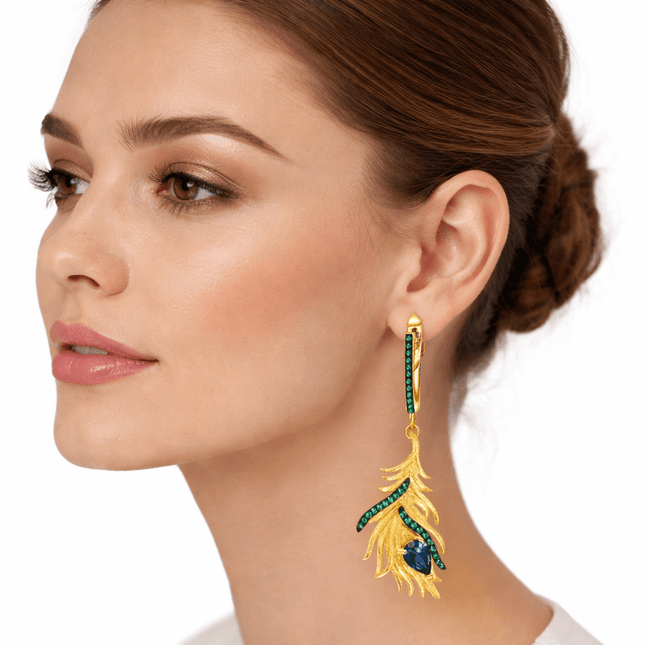 Pendientes colgantes - Piedra de topacio azul natural