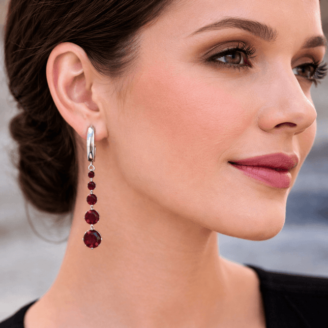 Pendientes colgantes de granate rojo