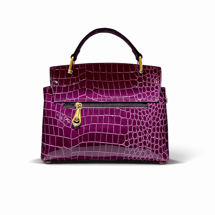 Handtasche aus echtem Leder mit Krokoprägung