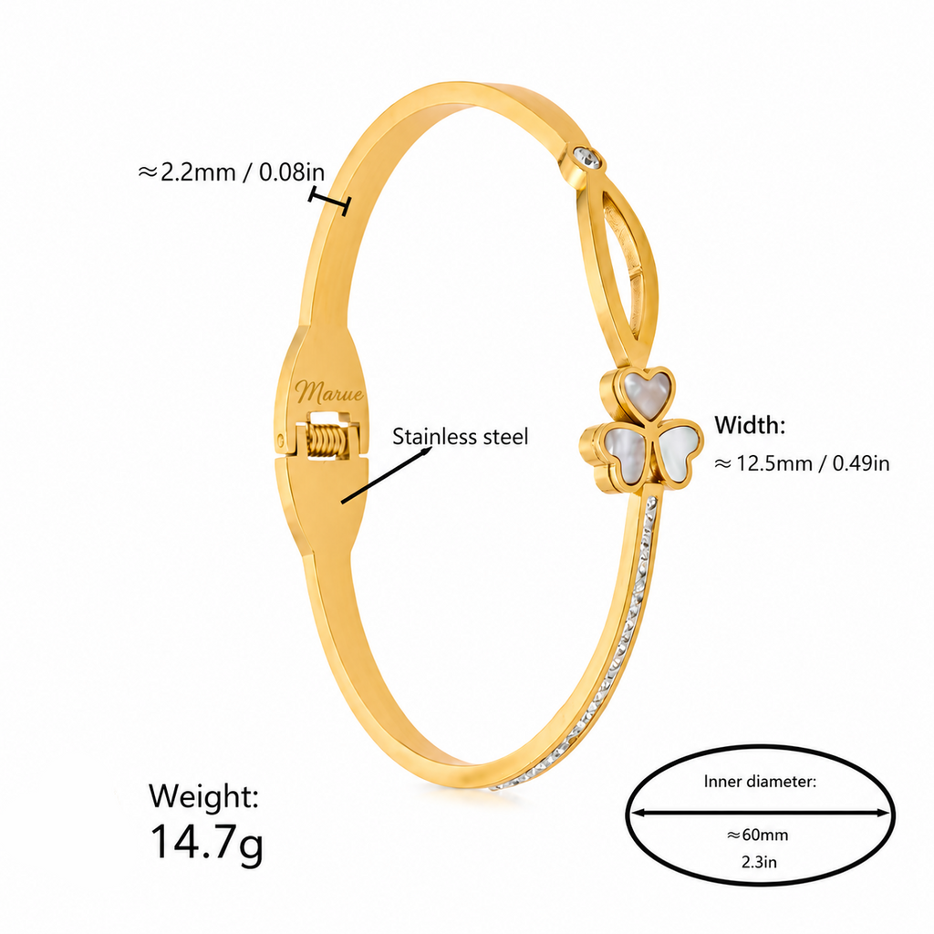 Four-Leaf Clover Bracelet – 18K Gold Plated Stainless Steel