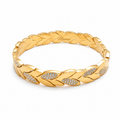 Bangle Gold-Plated Laurel Leaf with Crystal Pavé
