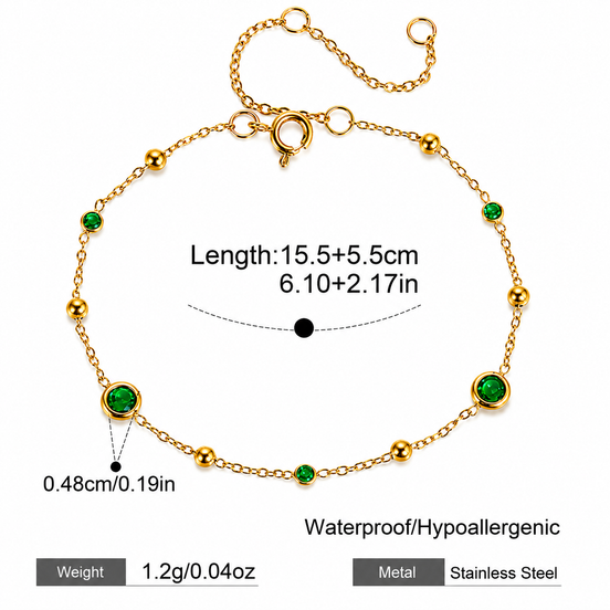 Bracciale con zirconia verde