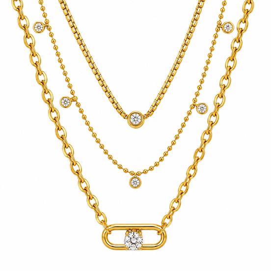 Halskette 18K vergoldeter Edelstahl Zirkon-Anhänger