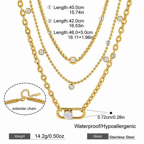 Halskette 18K vergoldeter Edelstahl Zirkon-Anhänger