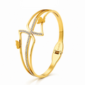 Butterfly Crystal Bangle Bracelet – 18K Gold Plated Stainless Steel