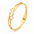 Gold Star Bangle with Crystal Accents
